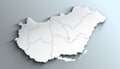 Modern White Map of Hungary with Regions With Shadow Royalty Free Stock Photo