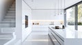 Modern White Minimalist Kitchen Interior Design Royalty Free Stock Photo