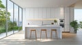 Modern White Minimalist Kitchen Interior Design Royalty Free Stock Photo
