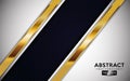 Modern White overlap background vector. Realistic abstract overlap layer on textured black background combine with golden line Royalty Free Stock Photo