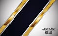 Modern White overlap background vector. Realistic abstract overlap layer on textured black background combine with golden line