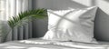 Modern white pillow mockup for bed with aesthetic branding, ideal for showcasing bedding designs