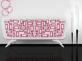 Modern white and pink sideboard indoor