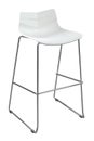 Modern White Plastic Bar Stool. Designer bar chair isolated on white