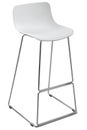 Modern White Plastic Bar Stool. Designer bar chair isolated on white