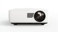 modern white projector projecting from the front, with a distinctive lens. Royalty Free Stock Photo