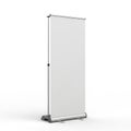 Modern white rectangular object with silver base and black handle on white background standing upright Royalty Free Stock Photo