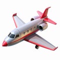 Modern White and Red Private Jet Illustration with Transparent Background for Aviation Projects Royalty Free Stock Photo