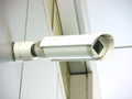 Modern white security camera Royalty Free Stock Photo