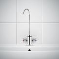 Modern white sink with faucet bathroom interior vector realistic illustration Royalty Free Stock Photo