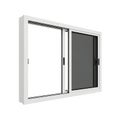 Modern White Sliding Window Frame with One Clear Pane and One Dark Tinted Pane on a White Background Keywords: window, sliding Royalty Free Stock Photo