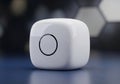 Modern white smart home hub device with circular button interface for seamless connectivity and automation Royalty Free Stock Photo