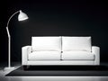 Modern white sofa on black background, AI generated