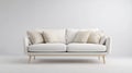 Modern white sofa with beige pillows, minimalist living room furniture, clean design Royalty Free Stock Photo