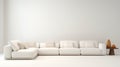 A modern white sofa set in a minimalist living room, showcasing the elegance of simplicity in interior design Royalty Free Stock Photo