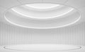 Modern white space interior with circle shape 3d render