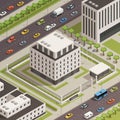 City Government Buildings Isometric Composition