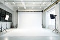 Modern white studio background with soft lighting Royalty Free Stock Photo