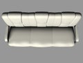 Modern white suede couch isolated on light background. Cutout object. Top view. 3d illustration