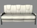 Modern white suede couch isolated on light background. Front view. Cutout object. 3d illustration