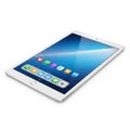 Modern White Tablet Device Displaying a Vibrant Home Screen with App Icons tablet computer Royalty Free Stock Photo