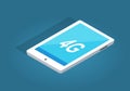 Modern White Tablet with 4G Function Illustration Royalty Free Stock Photo