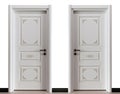 Modern white two front wooden door in house interior Royalty Free Stock Photo