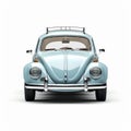 Blue Vintage Beetle Car On White Background