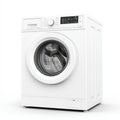 A modern white washing machine designed for laundry tasks Royalty Free Stock Photo