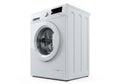 Modern white washing machine isolated on white background Royalty Free Stock Photo