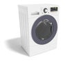 Modern white washing machine for washing clothes 3d rendering on Royalty Free Stock Photo