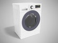 Modern white washing machine for washing clothes 3d rendering on Royalty Free Stock Photo