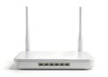modern white wireless Internet router isolated on white, side view, clipping. generative ai image