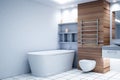 Modern wooden bathroom interior