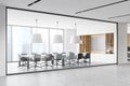 Modern white and wooden meeting room corner and office hall Royalty Free Stock Photo