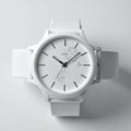 Modern White Wristwatch with Minimalist Design Royalty Free Stock Photo