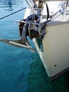 Stainless Steel Sea Anchor on Modern Yacht, Greece Royalty Free Stock Photo