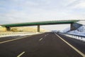 Modern wide smooth empty asphalt highway stretching to horizon u