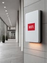Modern WiFi router on office wall for seamless connectivity. Royalty Free Stock Photo