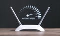 Modern wifi router with a speedometer. Internet speed