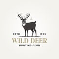 modern wild deer hunting club icon logo template vector illustration design. minimalist hunting, wildlife, outdoors adventure logo Royalty Free Stock Photo