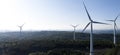 modern wind park from above in dusk panorama