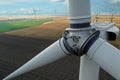 Wind turbine, closeup. Alternative energy source Royalty Free Stock Photo