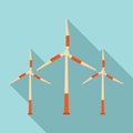 Modern wind turbine icon, flat style