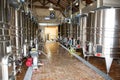 Modern wine cellar with stainless steel tanks vats in Bordeaux region France Royalty Free Stock Photo