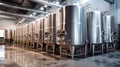 Modern wine factory with large shine tanks for the fermentation