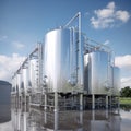 Modern wine factory with large shine tanks for the fermentation