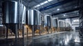 Modern wine factory with large shine tanks for the fermentation