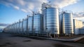 Modern wine factory with large shine tanks for the fermentation