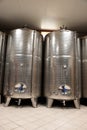 Modern wine factory with new large tanks for the fermentation. m